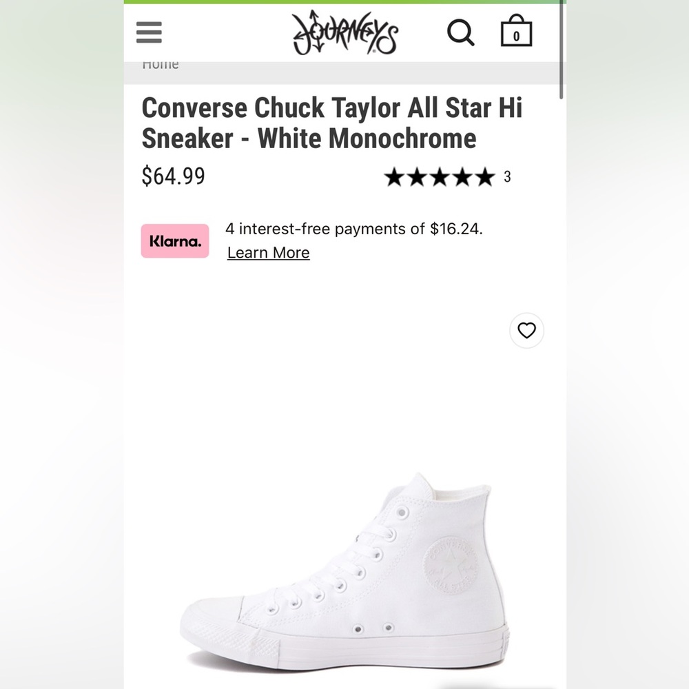 Converse - all white - size 6